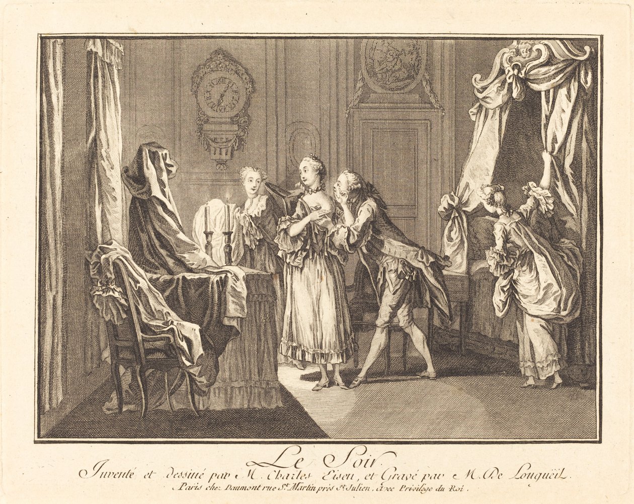 De Avond door Joseph de Longueil after Charles Eisen