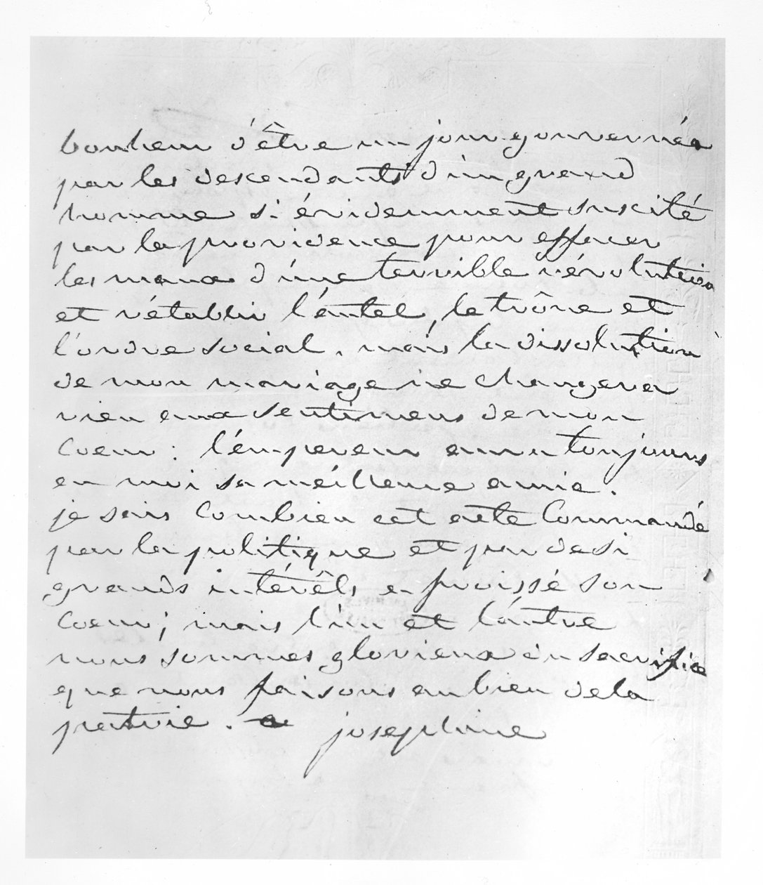 Brief van keizerin Josephine waarin zij instemt met de nietigverklaring van haar huwelijk met Napoleon, 1809 door Josephine de Beauharnais