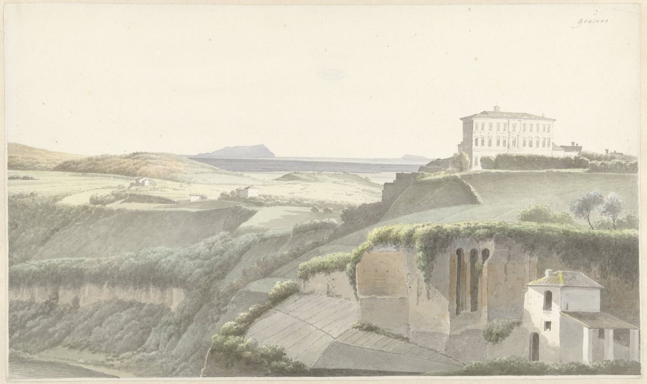 Landschap bij Genzano di Roma door Josephus Augustus Knip