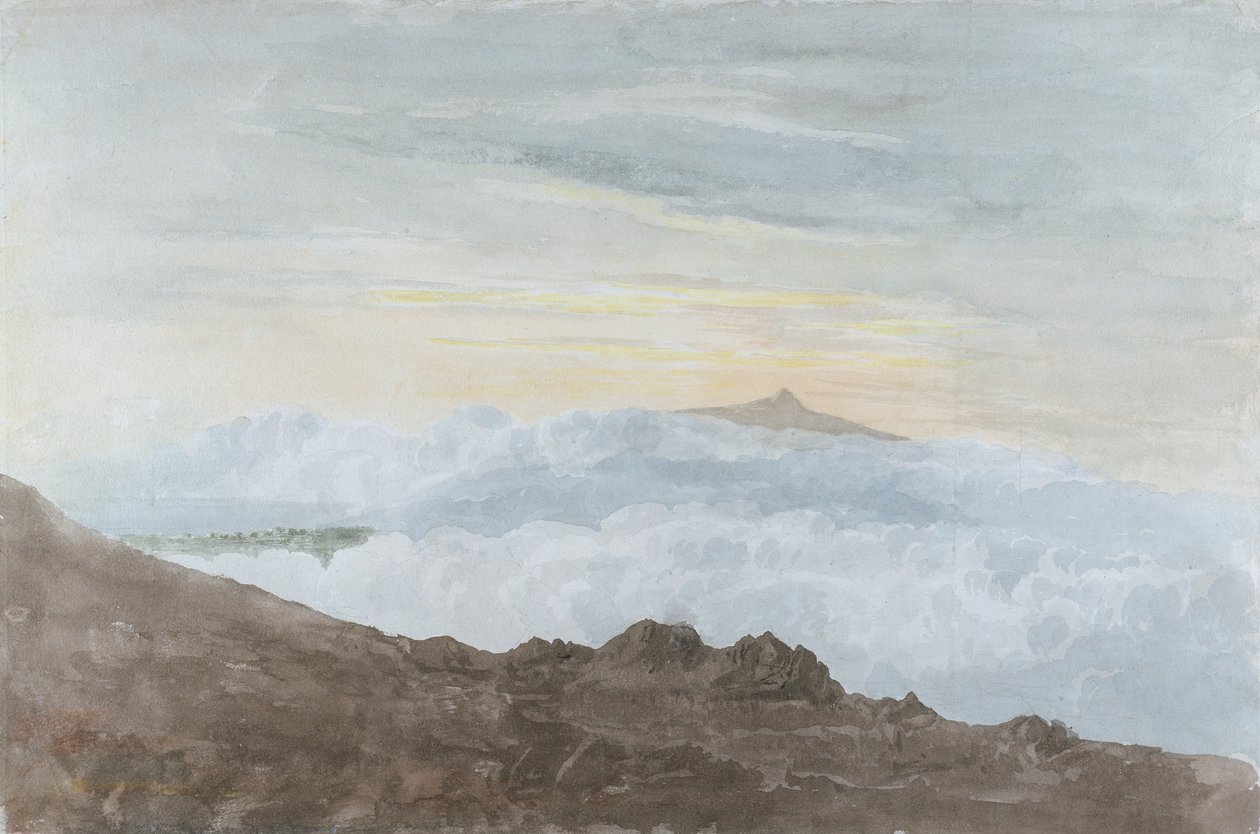 Bergachtig landschap met wolken, ca. 1803 door Joshua Cristall