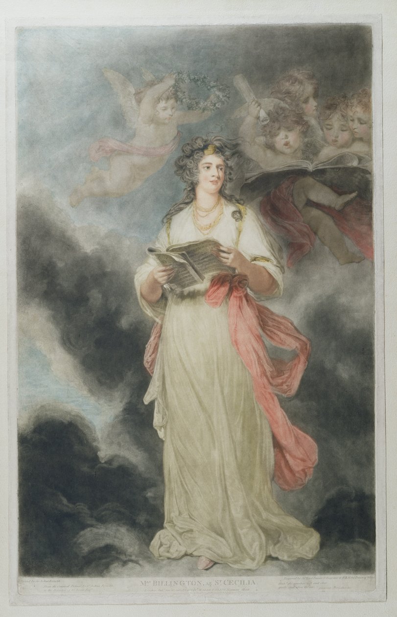 Elizabeth Billington (1768-1818) als St. Cecilia, gegraveerd door James Ward (1769-1859), 1803 door Joshua Reynolds