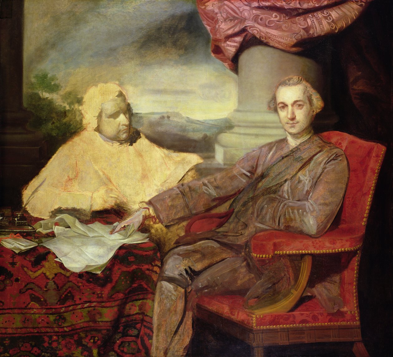 Portret van Lord Rockingham (1730-82) en Edmund Burke (1729-97) c.1766 door Joshua Reynolds