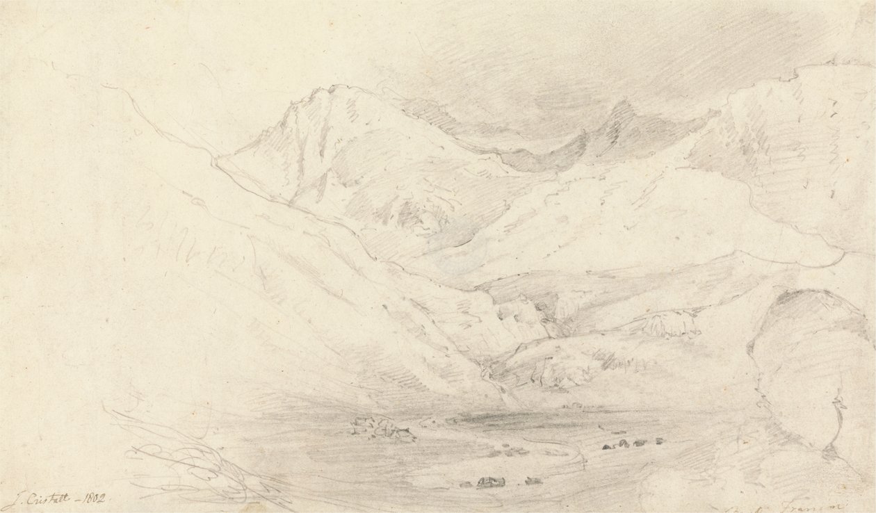 De vallei van Nant Ffrancon, Caernarvonshire door Joshua Cristall