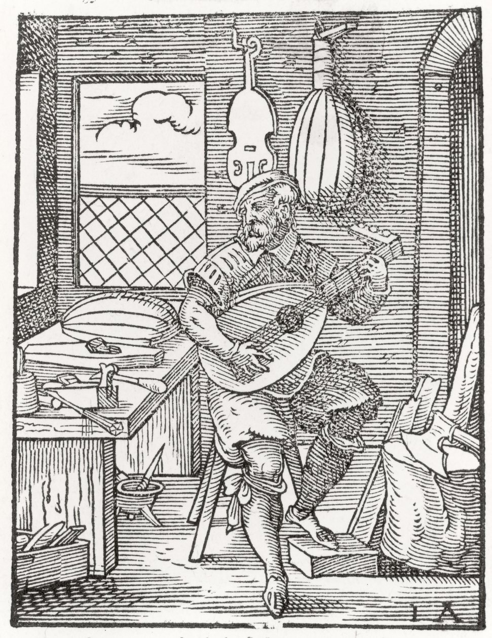 De werkplaats van de instrumentmaker, c.1570 door Jost Amman