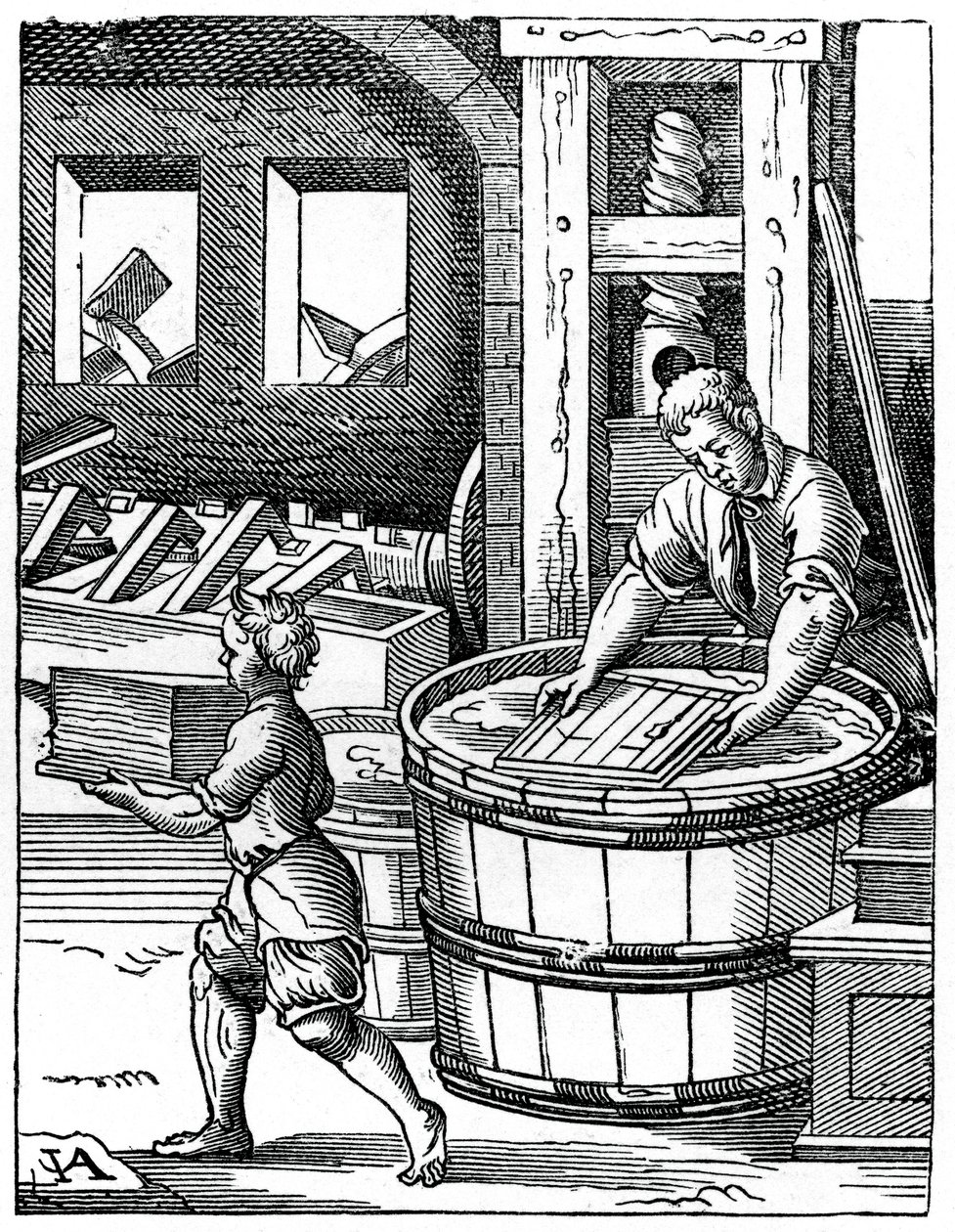 De Papiermaker, 16e eeuw, 1870 door Jost Amman