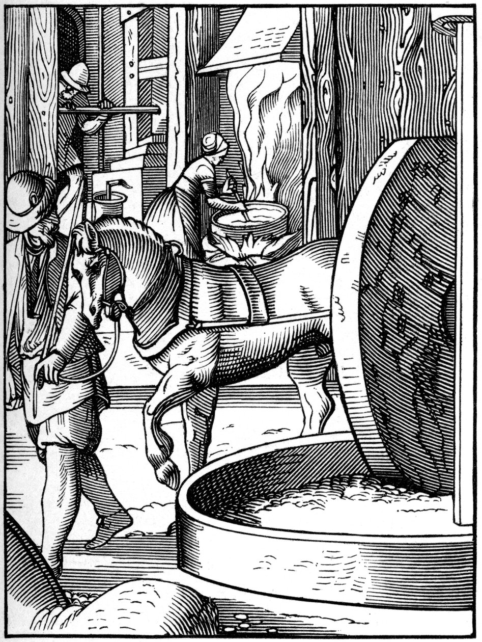 De productie van olie, 16e eeuw 1849 door Jost Amman