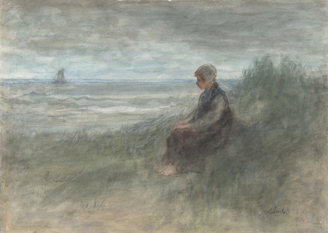 Meisje in de duinen door Jozef Israëls