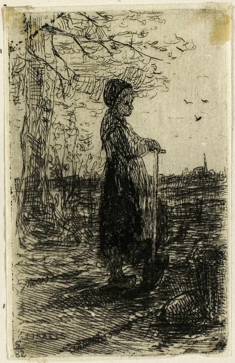 Meisje met een Spade door Jozef Israëls