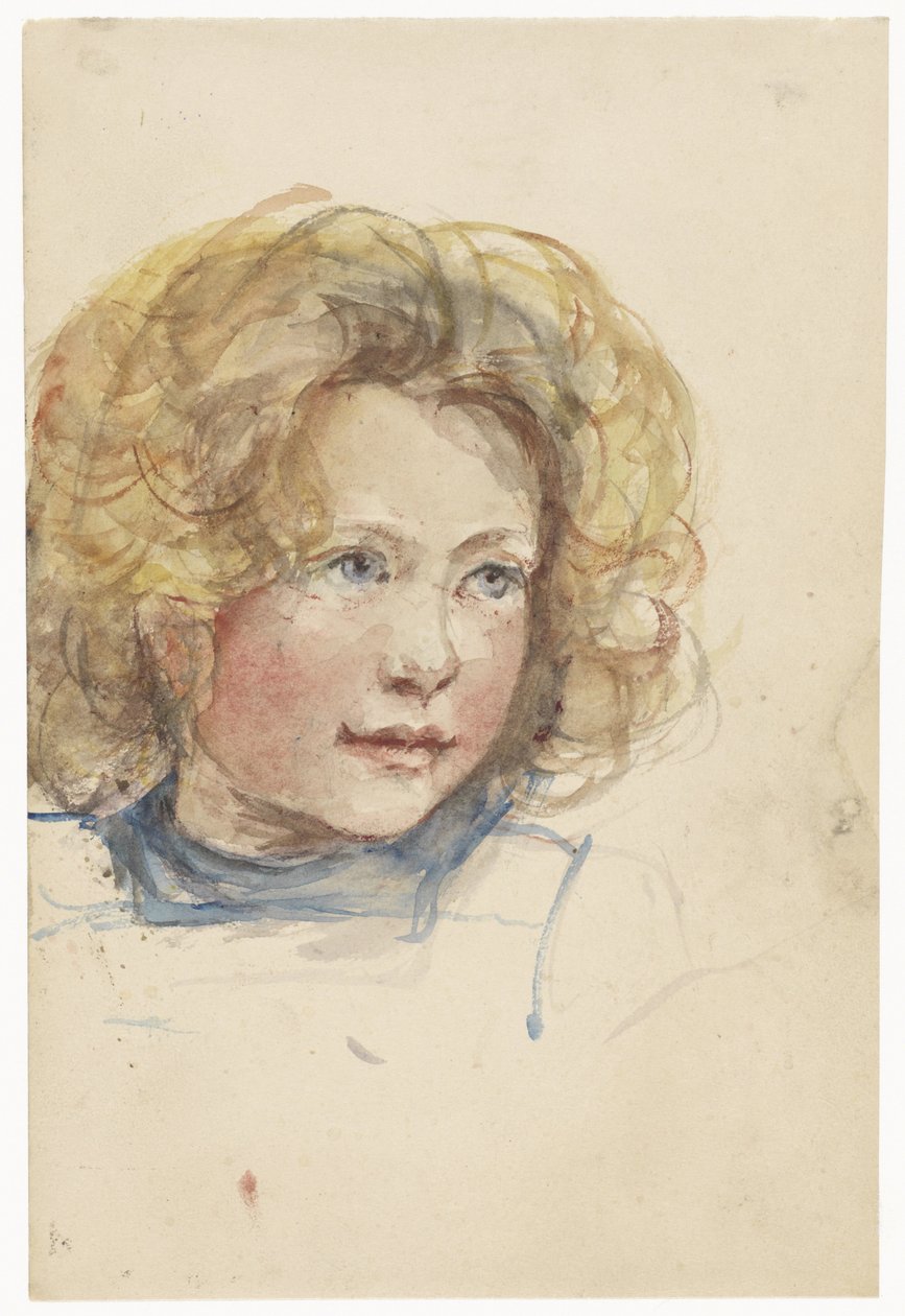 Hoofd van een meisje met blond haar door Jozef Israëls