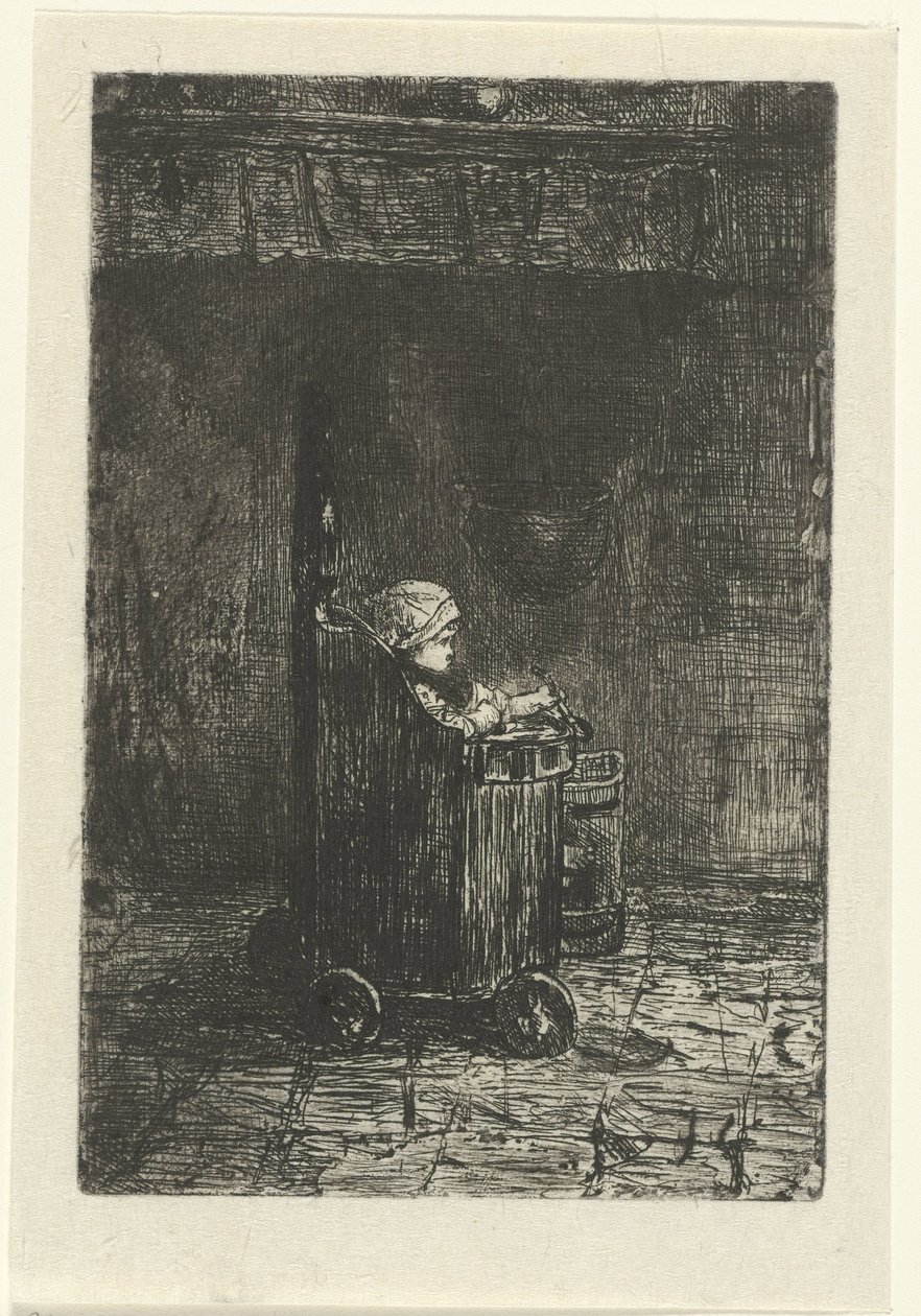Kind in de kinderstoel door Jozef Israëls