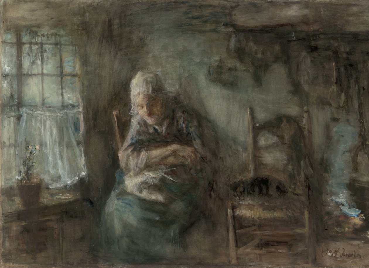 Oude vissersvrouw door Jozef Israëls