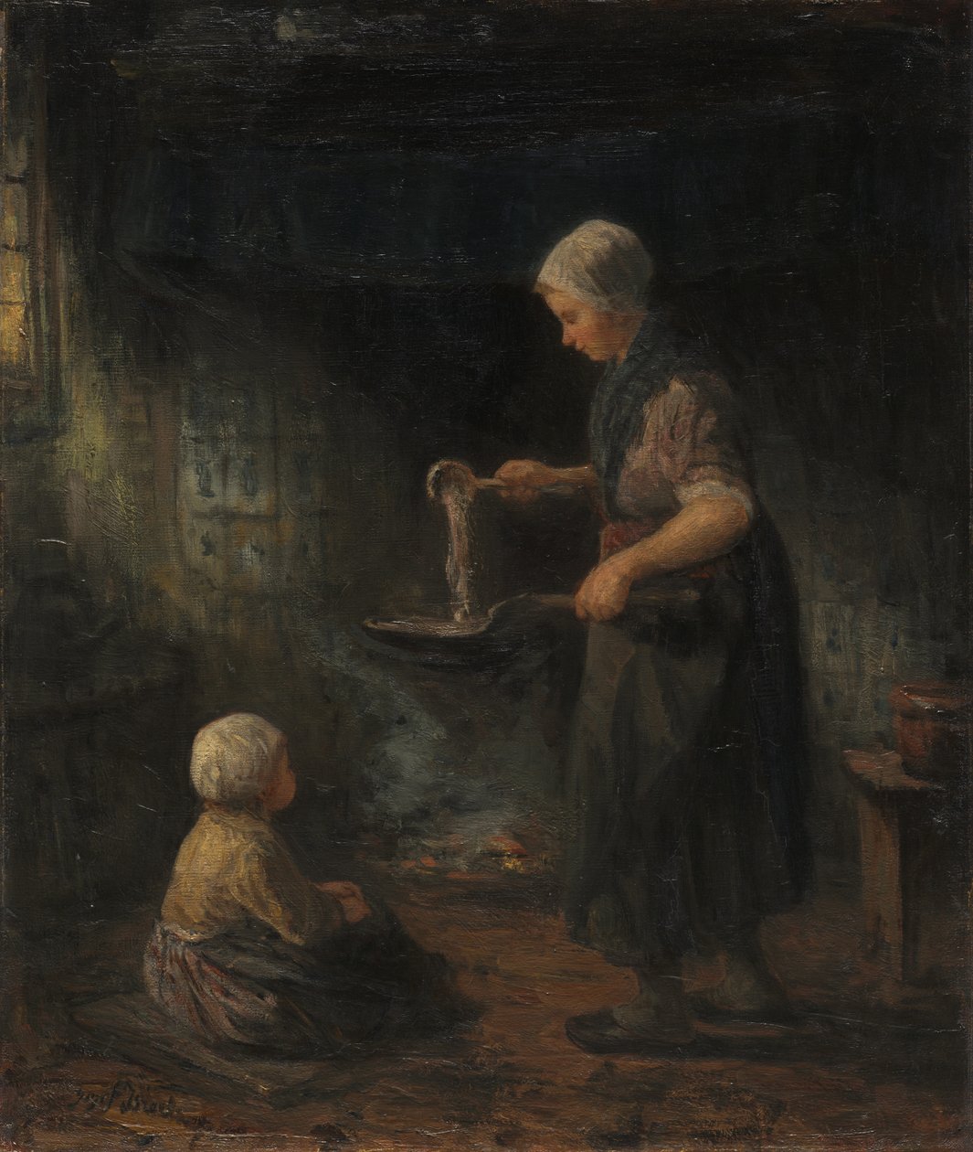 De pannenkoeken, ca. 1875 door Jozef Israëls