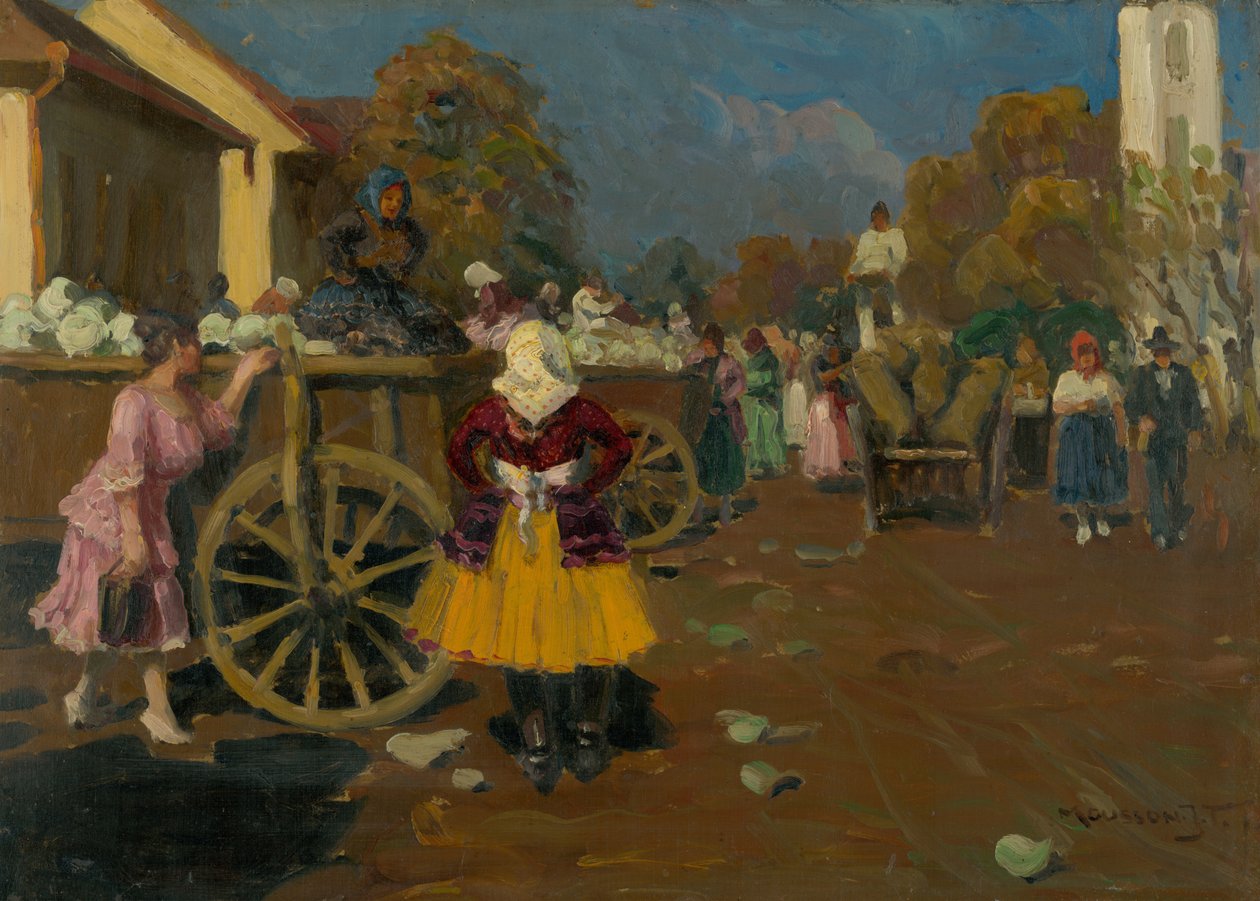 Markt in Michalovce door Jozef Teodor Mousson