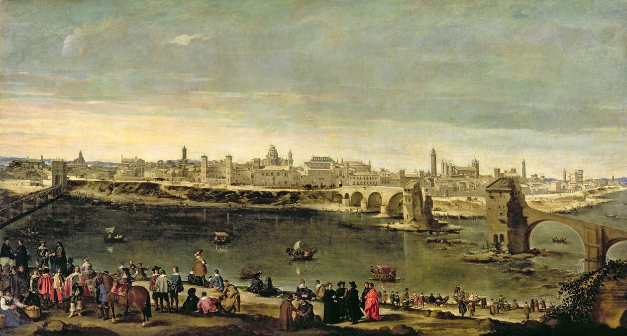 Uitzicht op de Stad Zaragoza door Juan Bautista Martinez Del Mazo