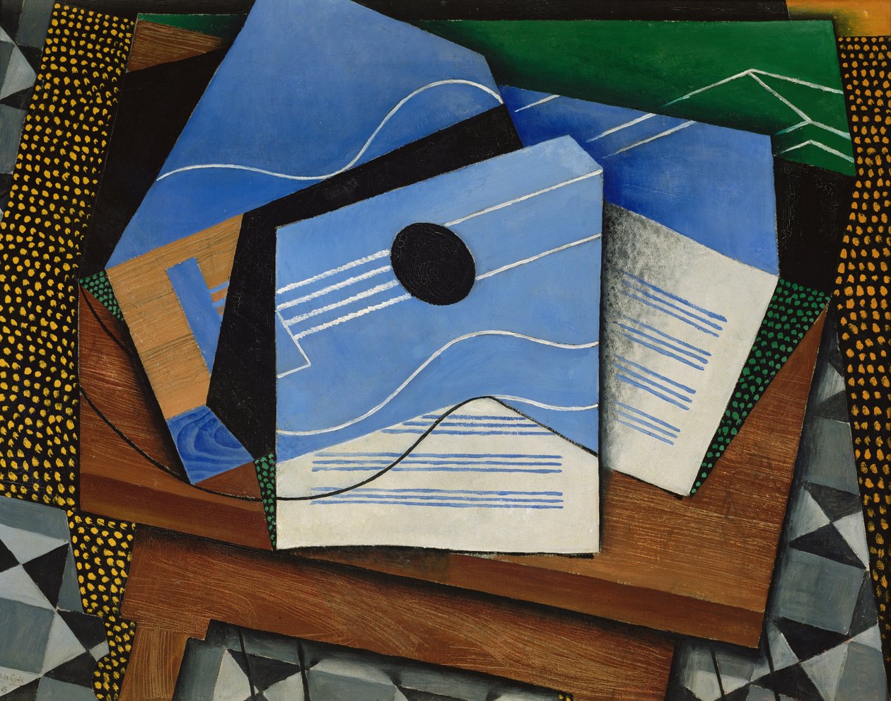 Gitaar op een tafel door Juan Gris