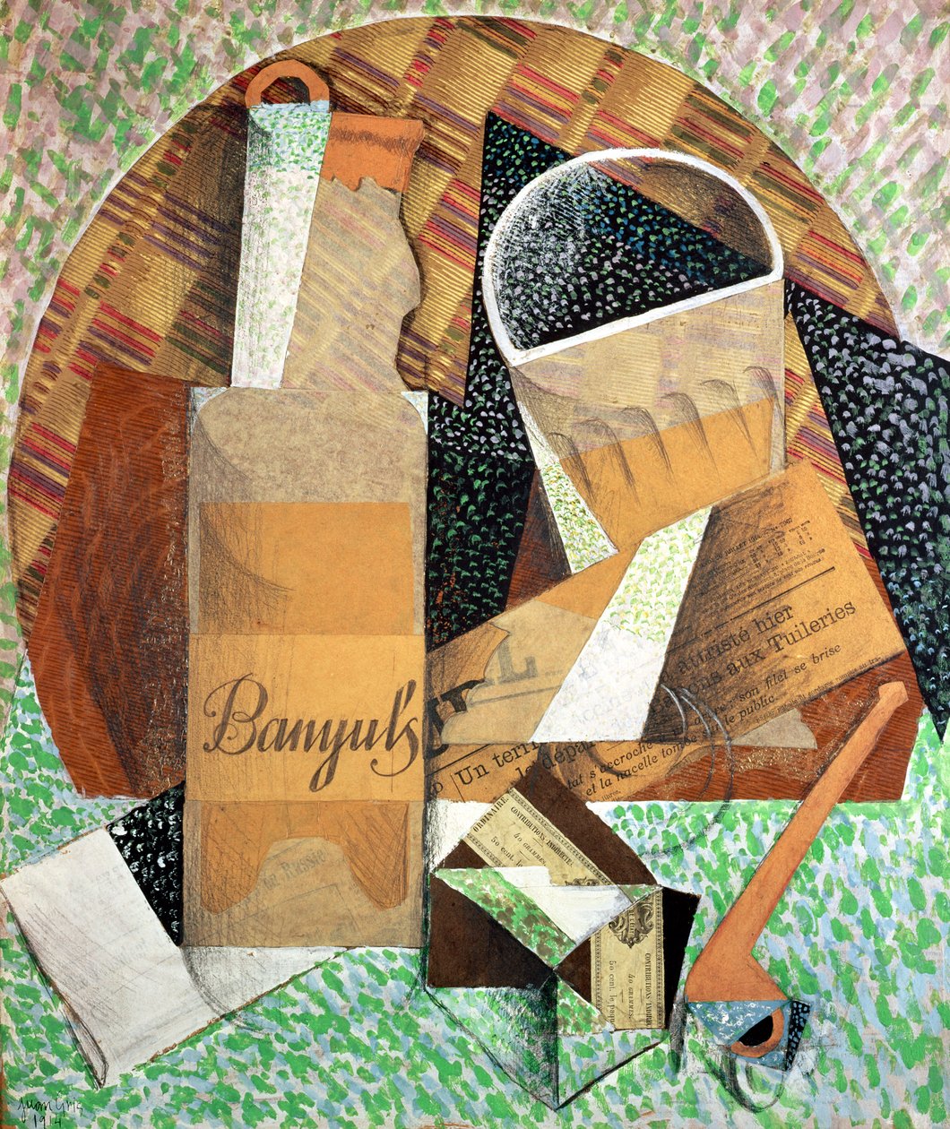 De fles Banyuls, 1914 door Juan Gris