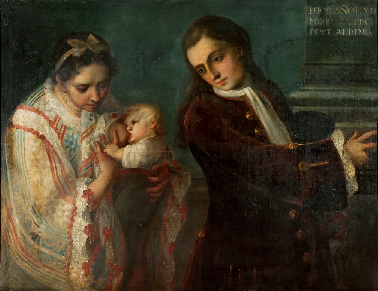 Spanjaard en Morisca Produceren een Albino, ca. 1715 door Juan Rodríguez Juárez