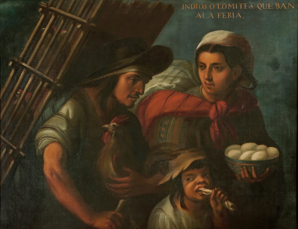 Otomi Indianen op Weg naar de Kermis, ca. 1715 door Juan Rodríguez Juárez