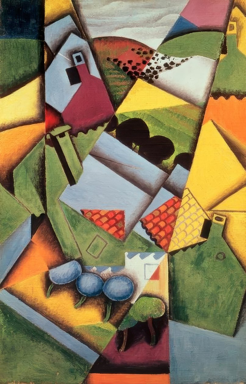 Huizen in Céret door Juan Gris