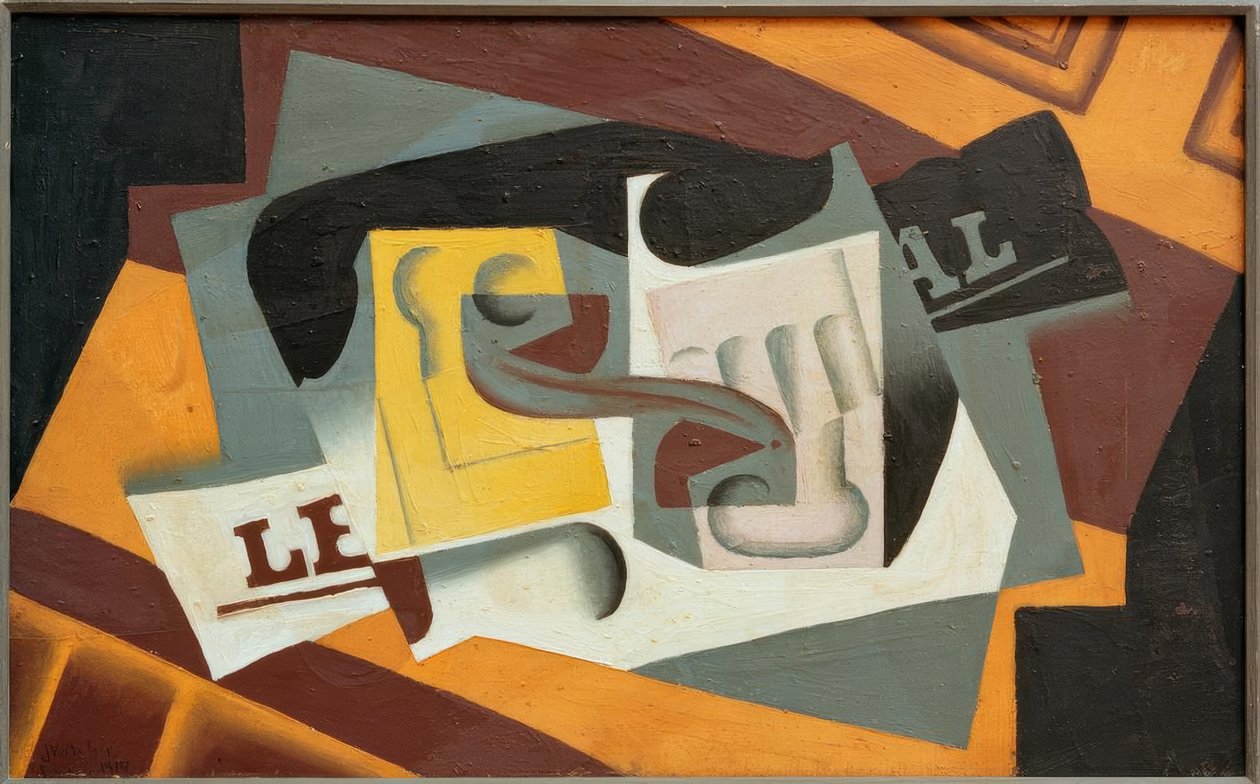 Glas en Krant door Juan Gris