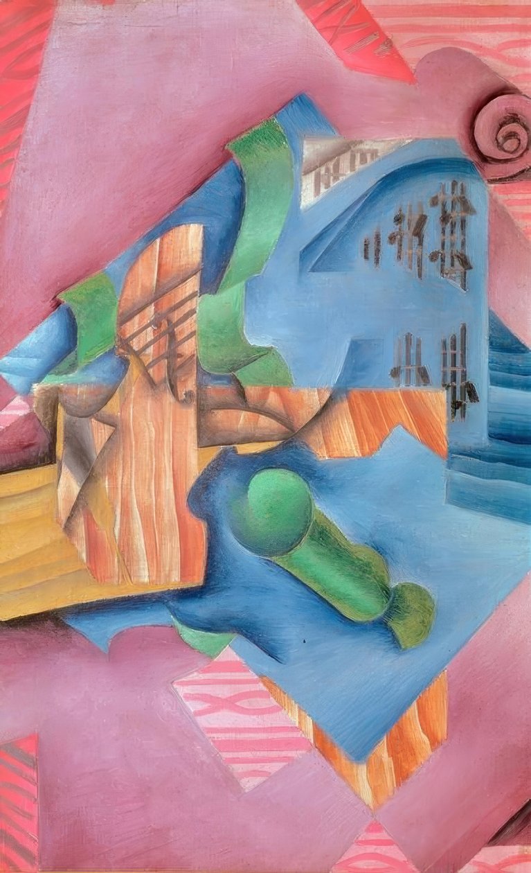 Viool en glas (Stilleven) door Juan Gris