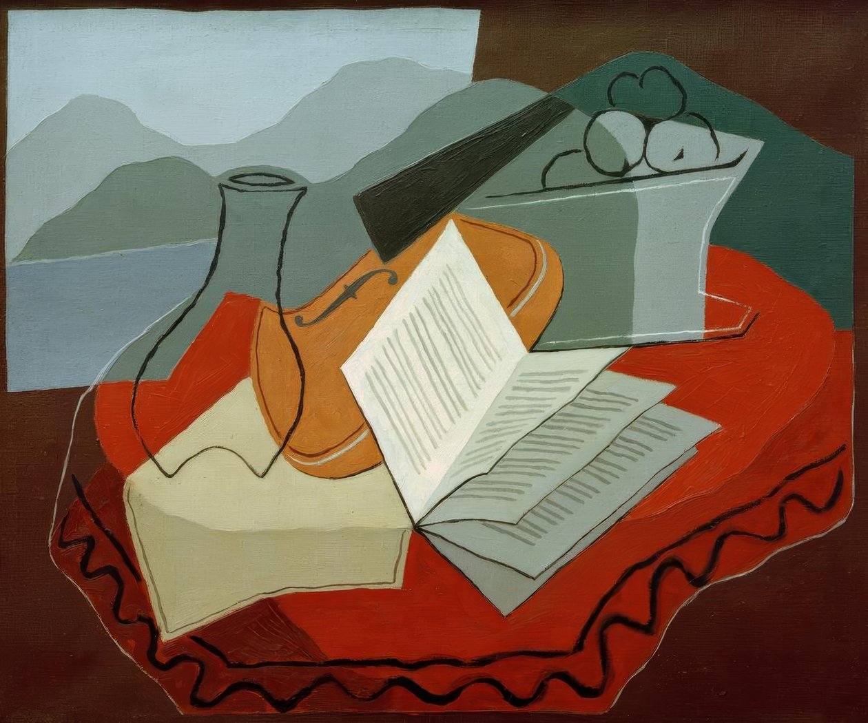 Viool bij Open Raam door Juan Gris