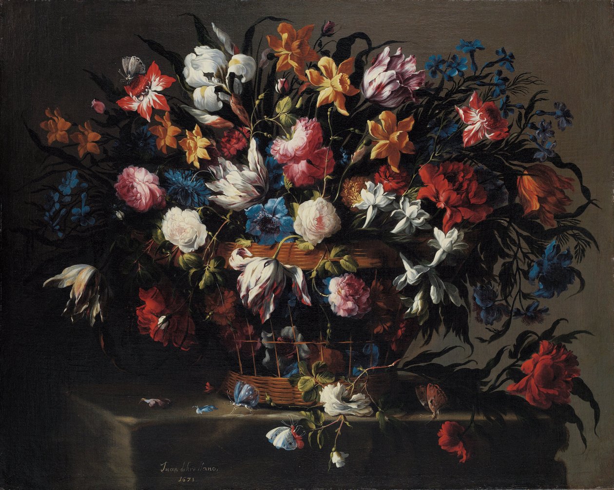 Kleine mand met bloemen door Juan de Arellano
