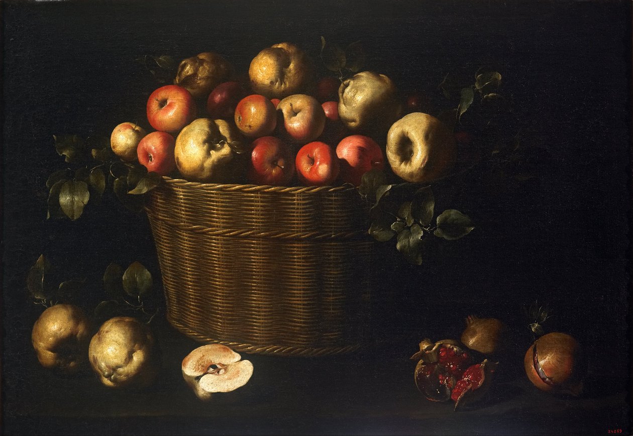 Mand met appels, kweeperen en granaatappels door Juan de Zurbaran