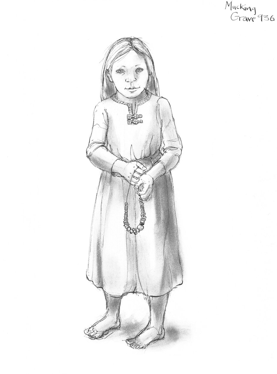 Angelsaksisch meisje, 5e-10e eeuw, c1990-2010 door Judith Dobie