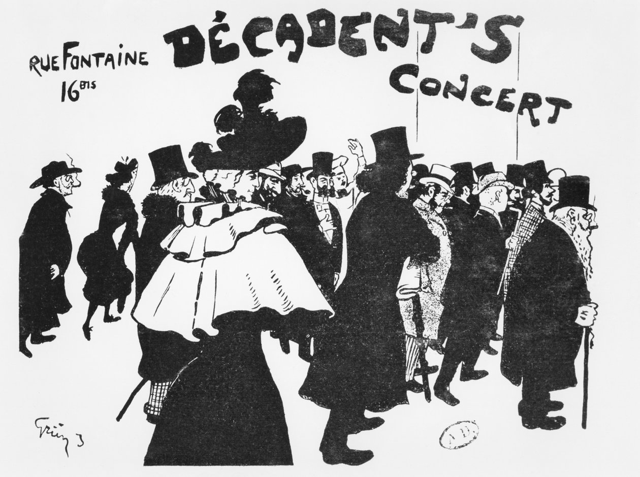Poster die een concert adverteert in het Café des Decadents, 16bis rue Fontaine, Parijs, ca. 1900 door Jules Alexandre Gruen or Grun