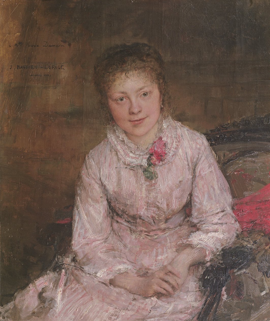 Portret van een jonge vrouw door Jules Bastien Lepage