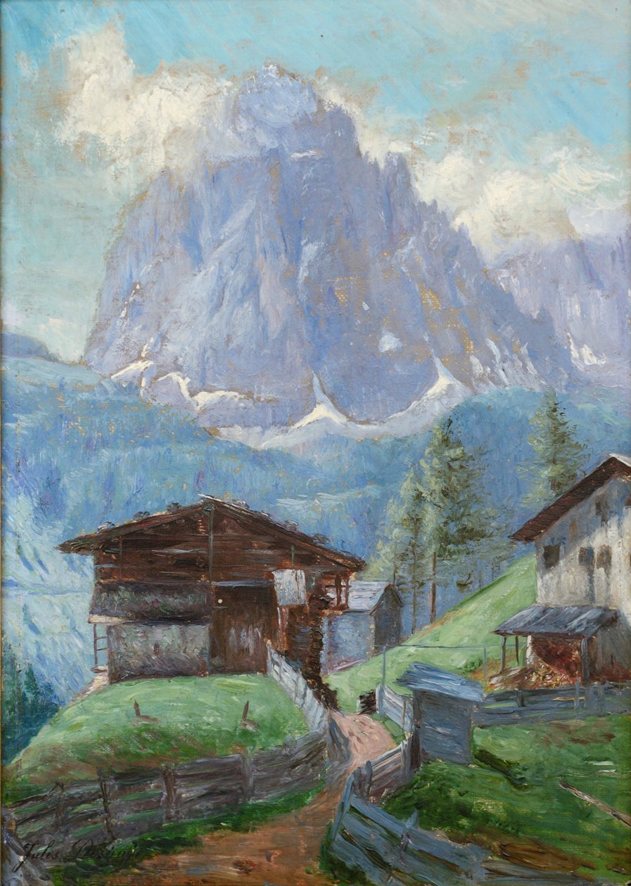 Boerderij Insom met Langkofel in het Grödnertal door Jules Desgoffe