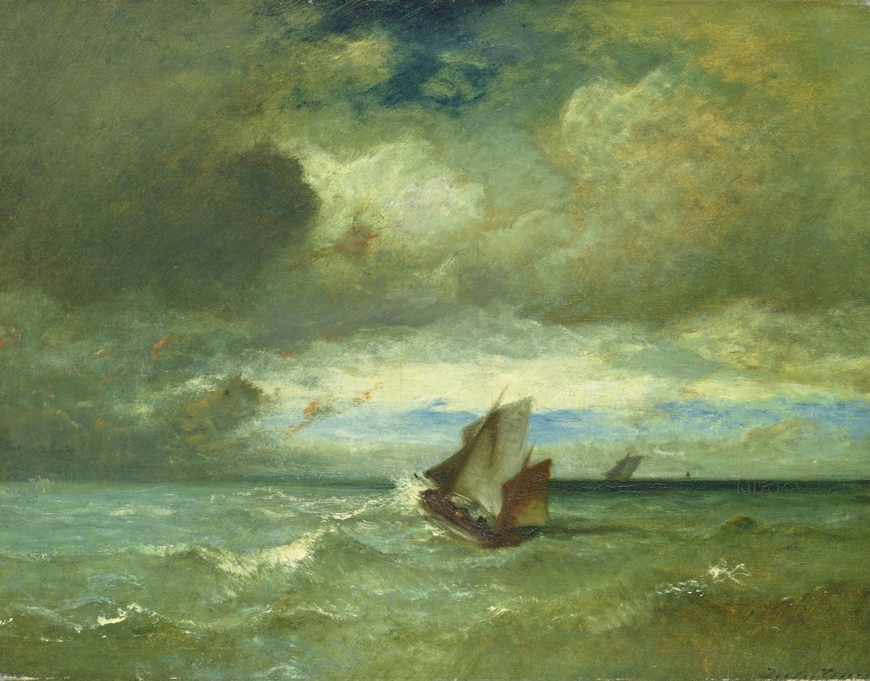 Woelige zee, ca. 1870 door Jules Dupré