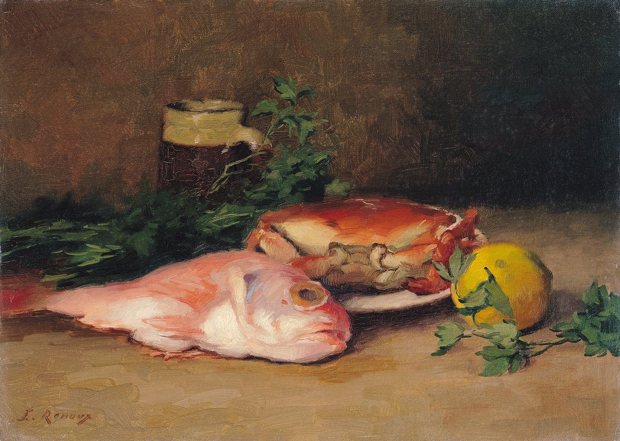 Krab en rode mul door Jules Ernest Renoux