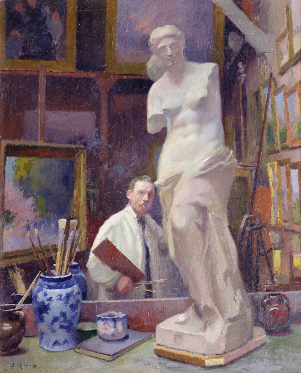 Ernest Renoux in zijn studio, 50, rue Saint-Didier door Jules Ernest Renoux