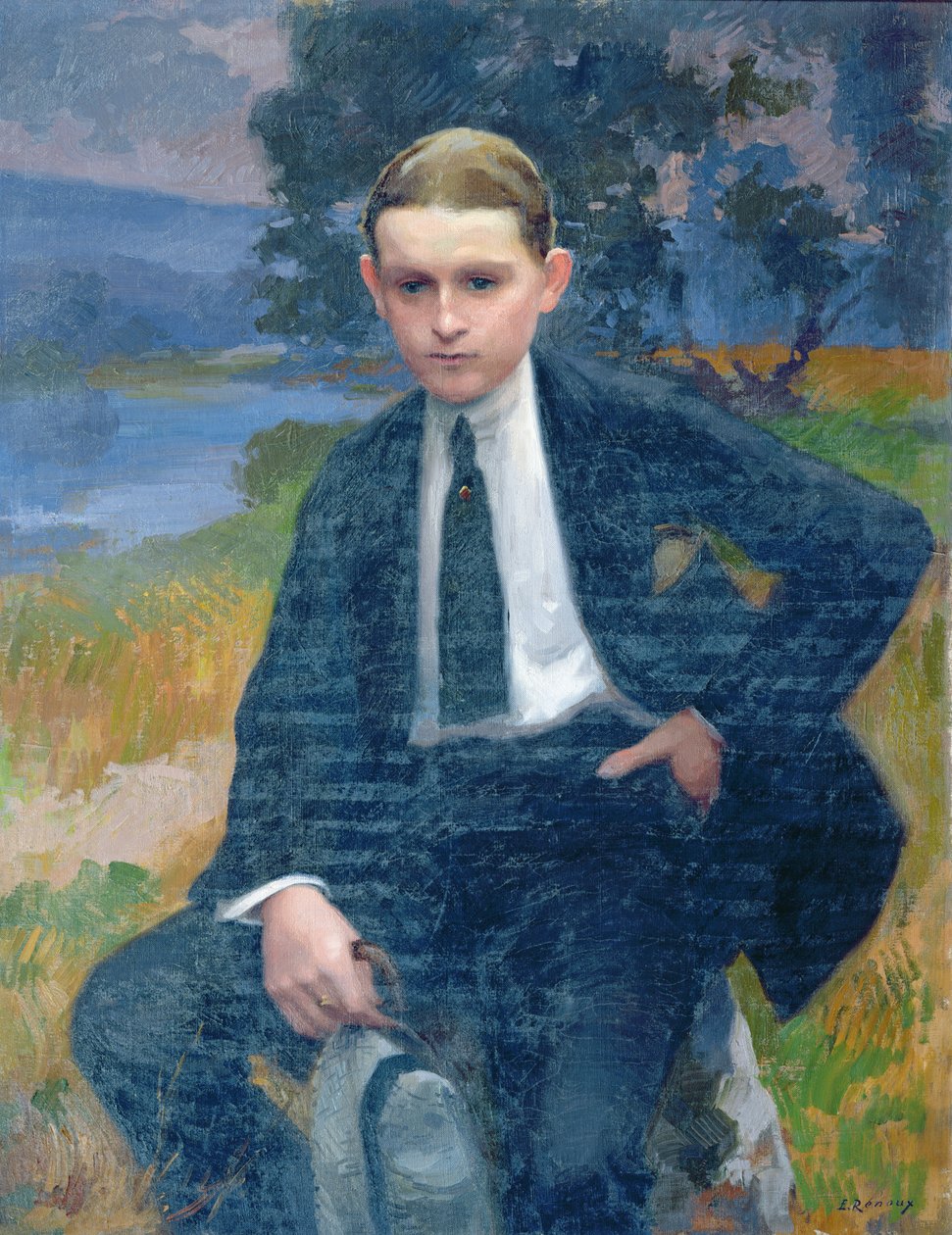 Portret van Marcel Renoux ongeveer 13 of 14 jaar oud door Jules Ernest Renoux