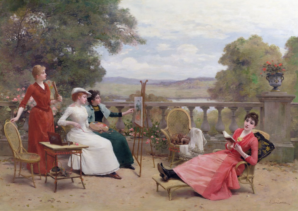 Schilderij op het terras door Jules Frederic Ballavoine