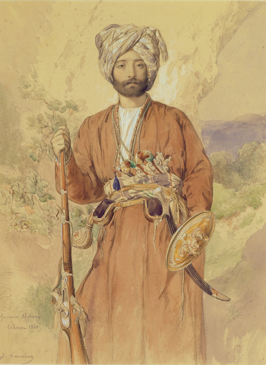 Studie van een Afghaanse krijger, Teheran, 1848 door Jules Joseph Augustin Laurens