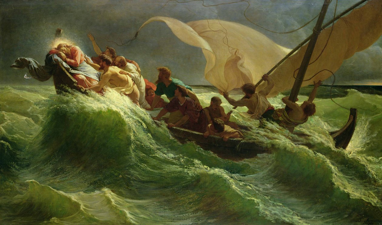 Christus slaapt in zijn boot door Jules Joseph Meynier