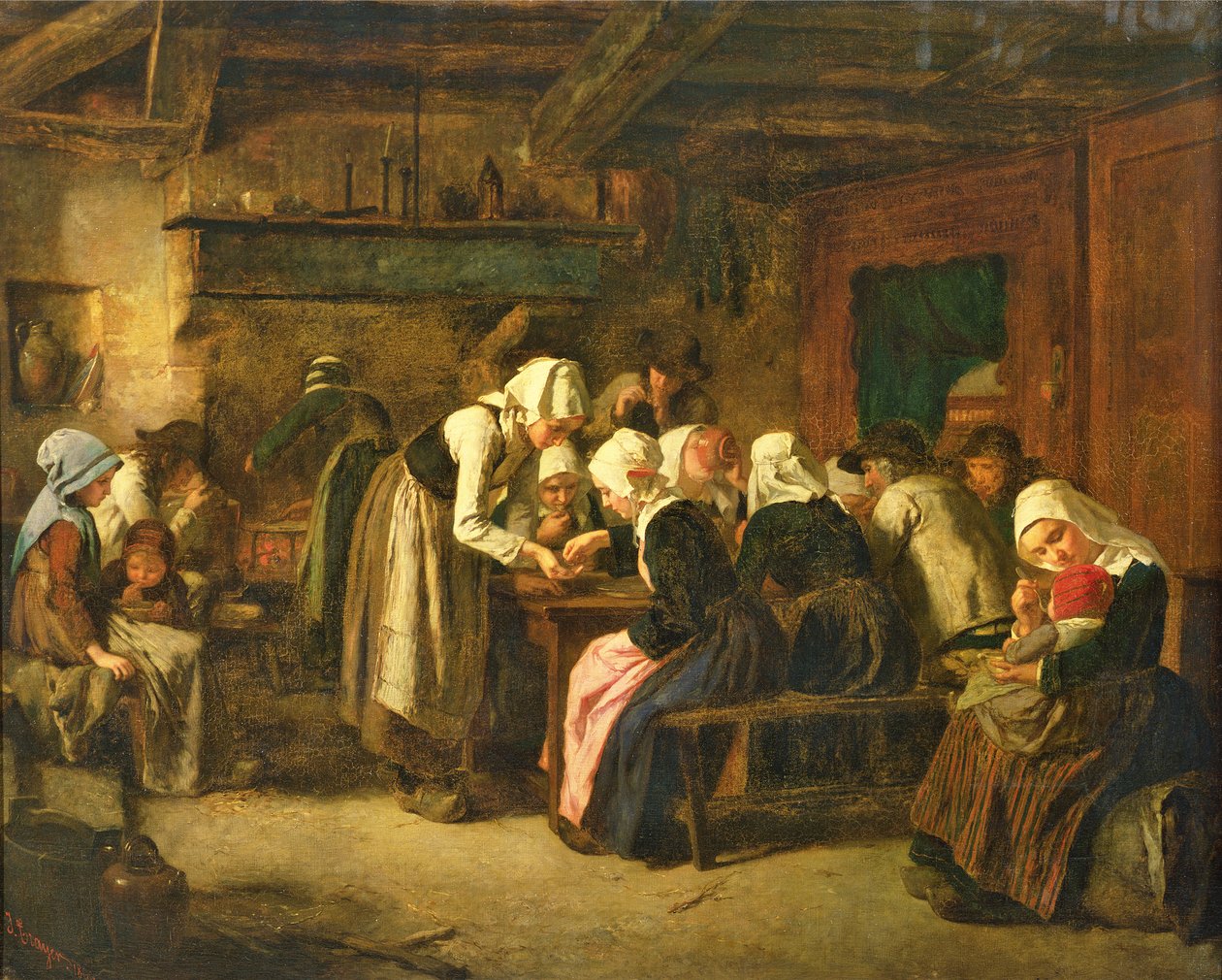 De crêpeverkoper op marktdag in Quimperlé door Jules Trayer