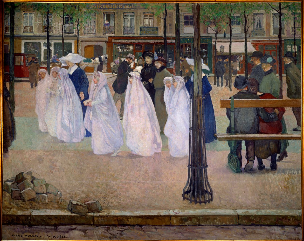De communicanten of lente van Parijs door Jules Adler