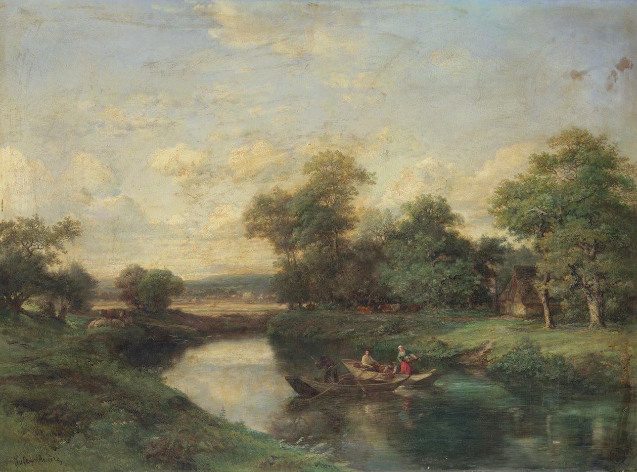 Landschap aan de rand van een rivier door Jules Andre