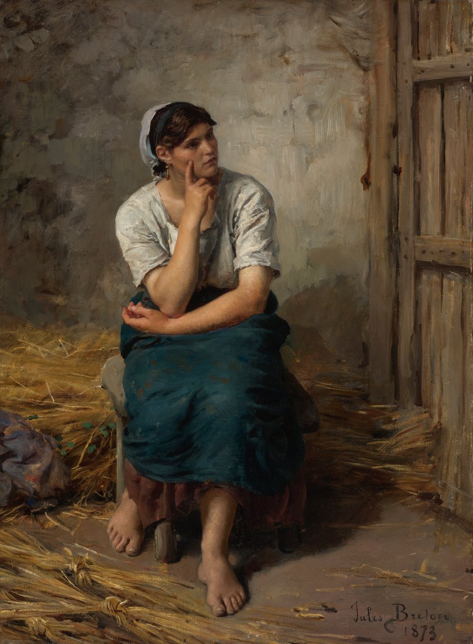 Frans: Paysanne au Repos Rustend boerenmeisje door Jules Breton
