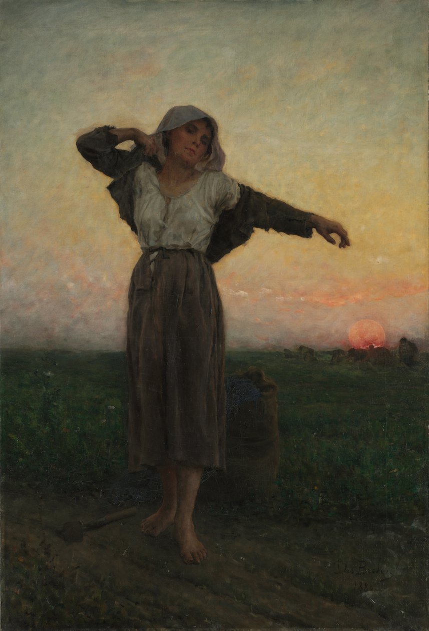 De vermoeide arenlezer door Jules Breton
