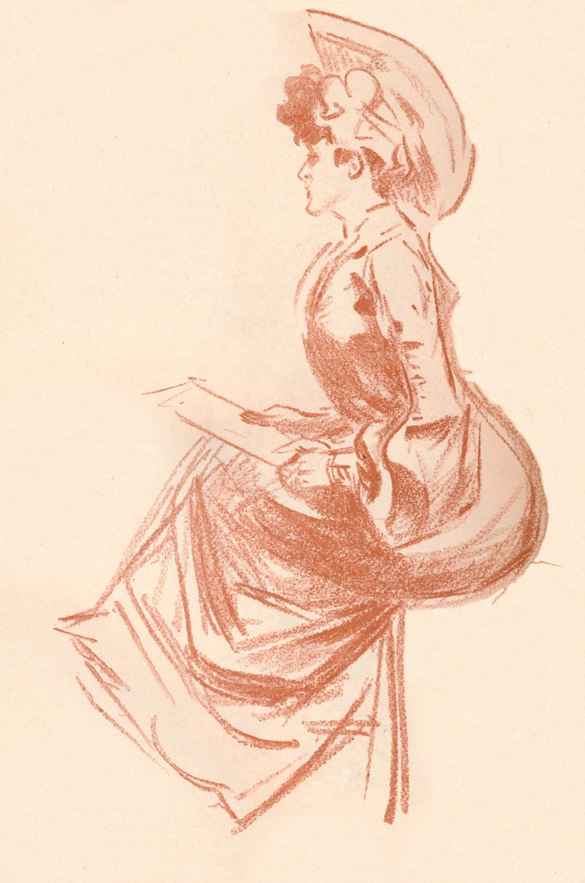 Tekening in sanguine, ca. 1900 door Jules Cheret