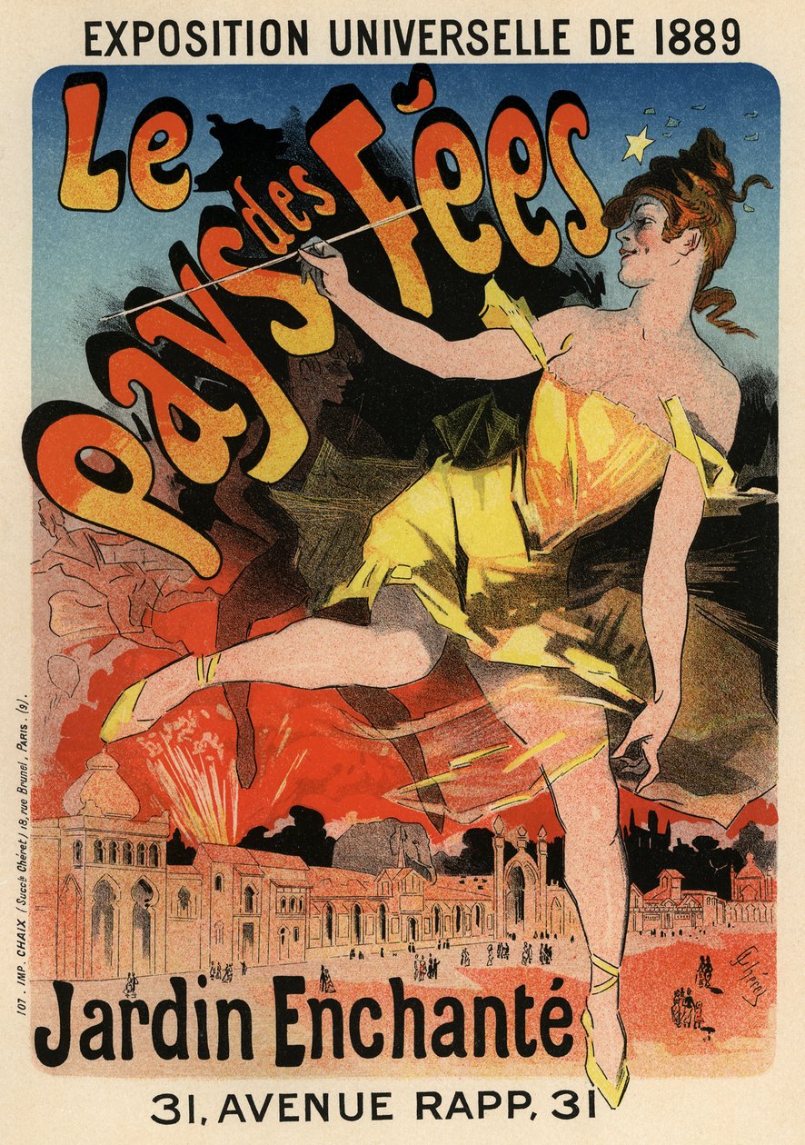 Le Pays des Fees Poster, 1889 door Jules Cheret