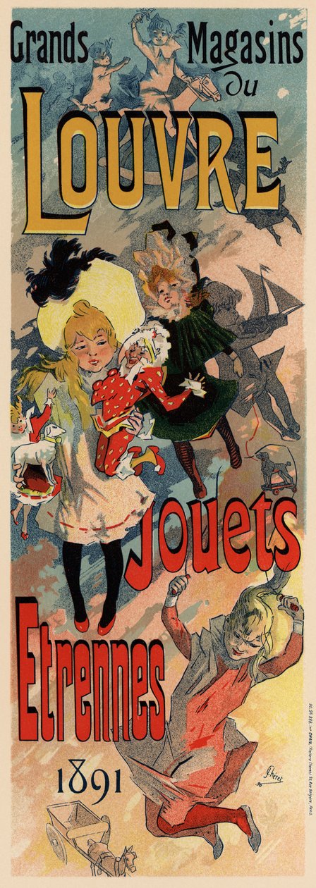 Magasins du Louvre Poster, 1890 door Jules Cheret