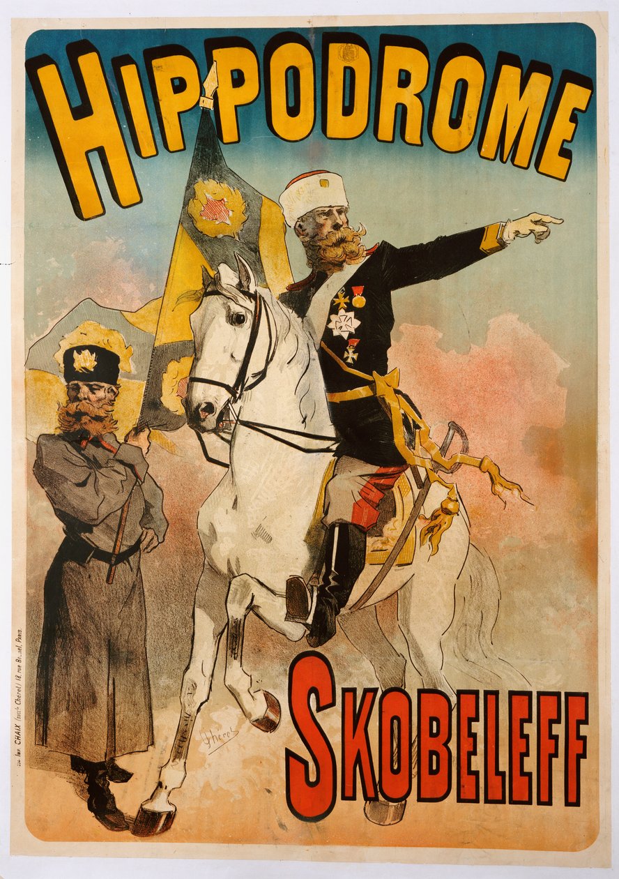 Poster die "Skobeleff" adverteert in het Hippodrome, 1895 door Jules Cheret