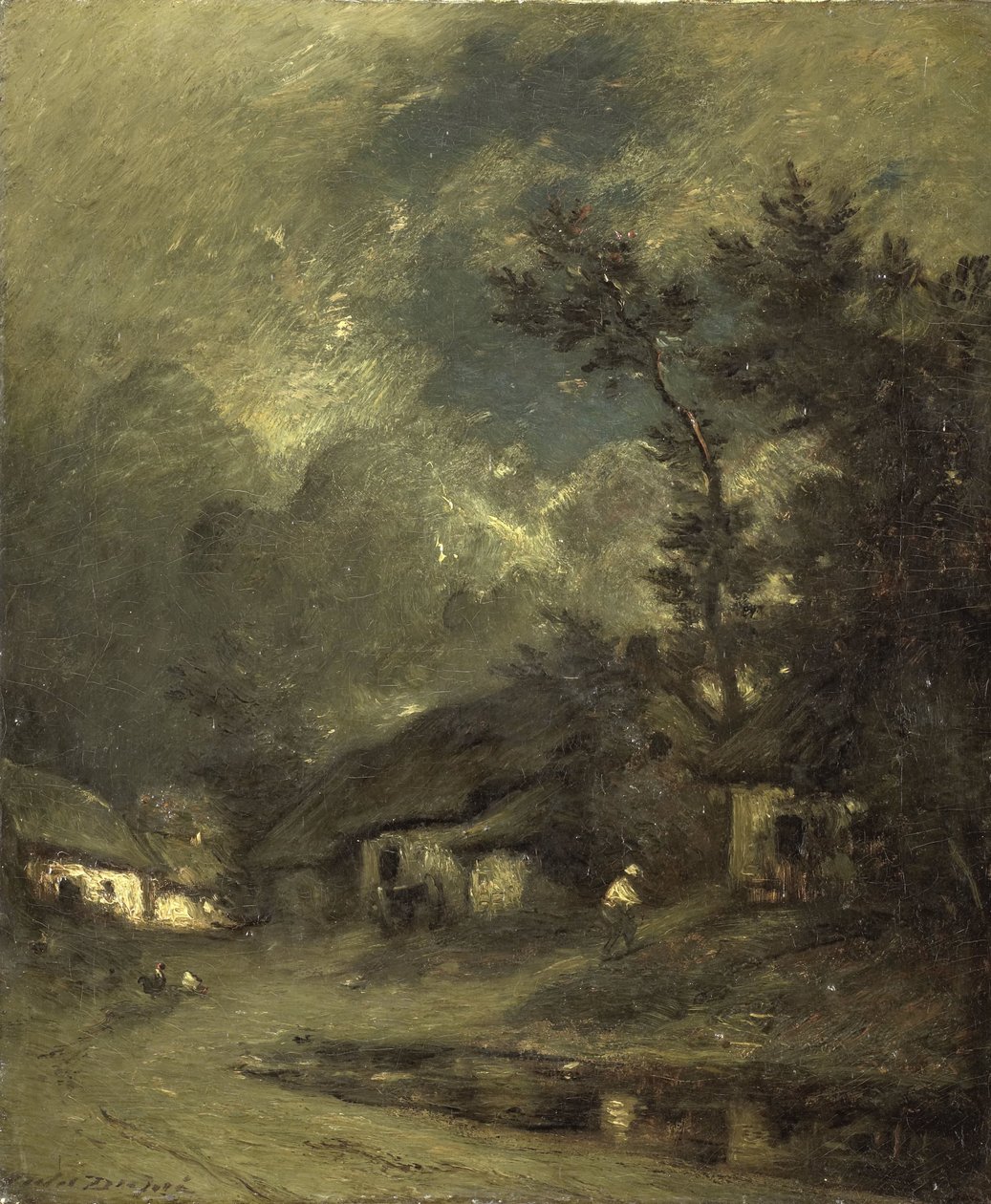 Een Dorp bij Nacht door Jules Dupré
