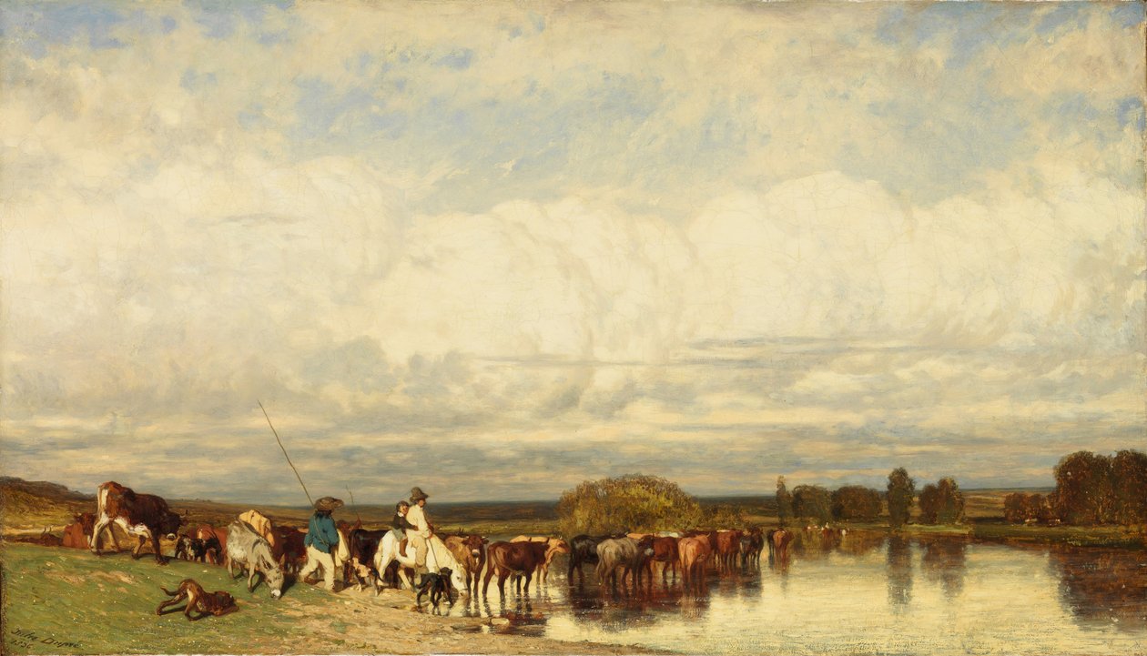 Koeien die een Voorde Oversteken door Jules Dupré